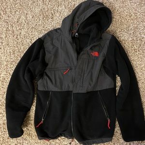 The North Face polartec hooded fleece jacket black